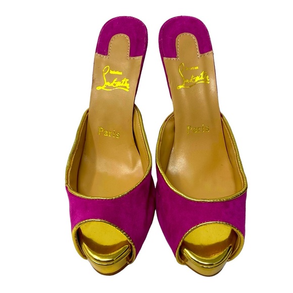 Christian Louboutin Elisabeth Suede Fuchsia - 39 Size 8.5 | 5.5” Heels New - Picture 2 of 6